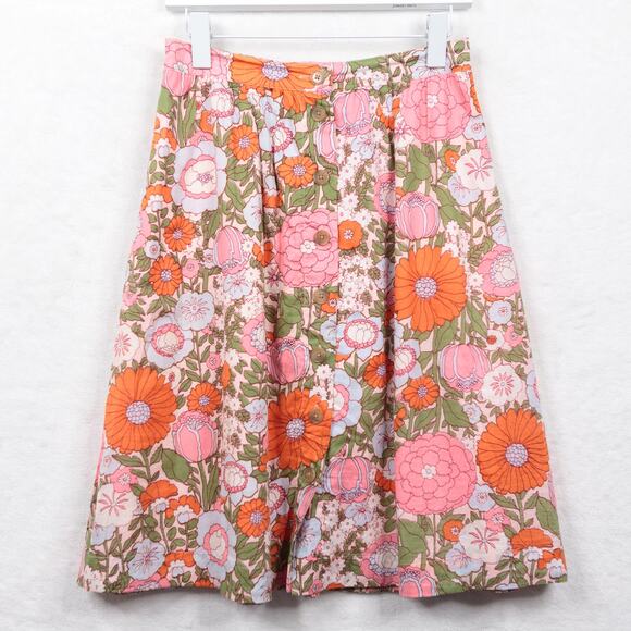 TALBOTS Climbing Floral Button Front Voile Full Midi Skirt Retro Tradwife Sz SP - Picture 2 of 8